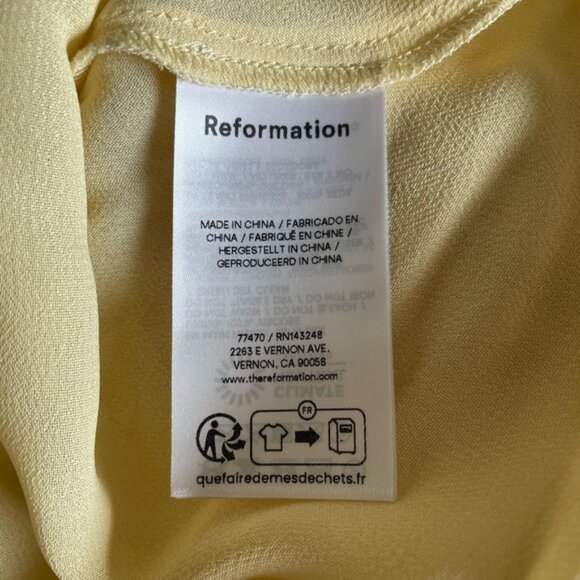 NEW Reformation Anaiis Long Backless Silk Dress Honeyglow Yellow Floral | US 6 - Picture 11 of 16